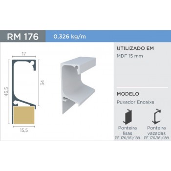 PONTEIRA PUXADOR ROMETAL RM-176 15mm